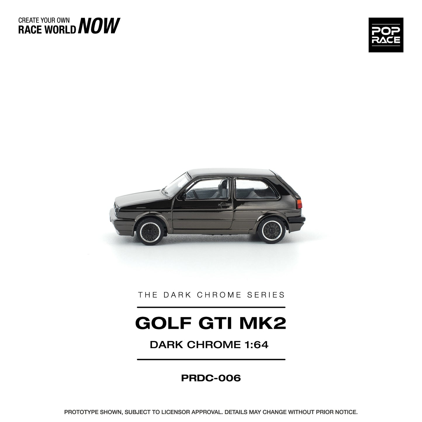 (PRE-ORDER) POPRACE 1:64 GOLF GTI MK2 DARK CHROME PRDC006