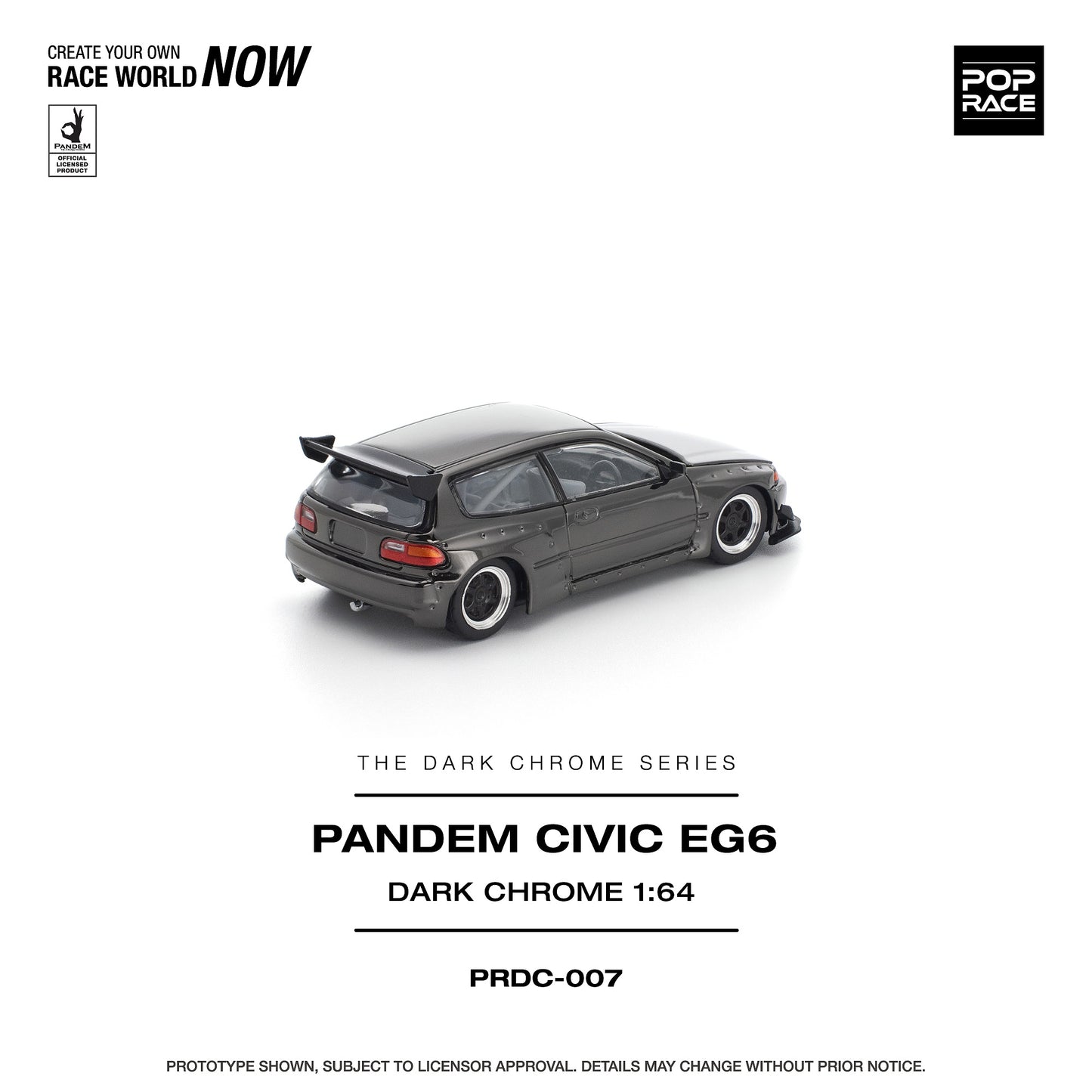 (PRE-ORDER) POPRACE 1:64 PANDEM CIVIC EG6 DARK CHROME PRDC007