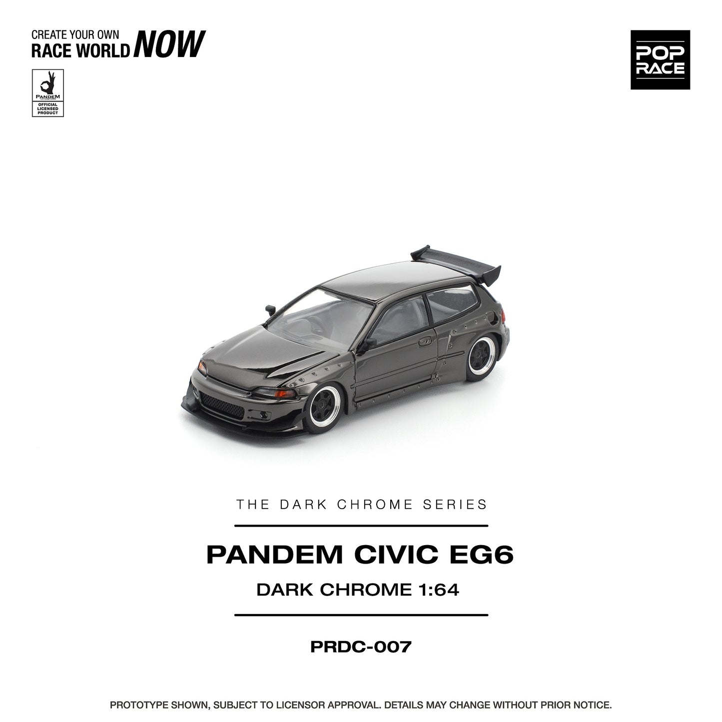 (PRE-ORDER) POPRACE 1:64 PANDEM CIVIC EG6 DARK CHROME PRDC007