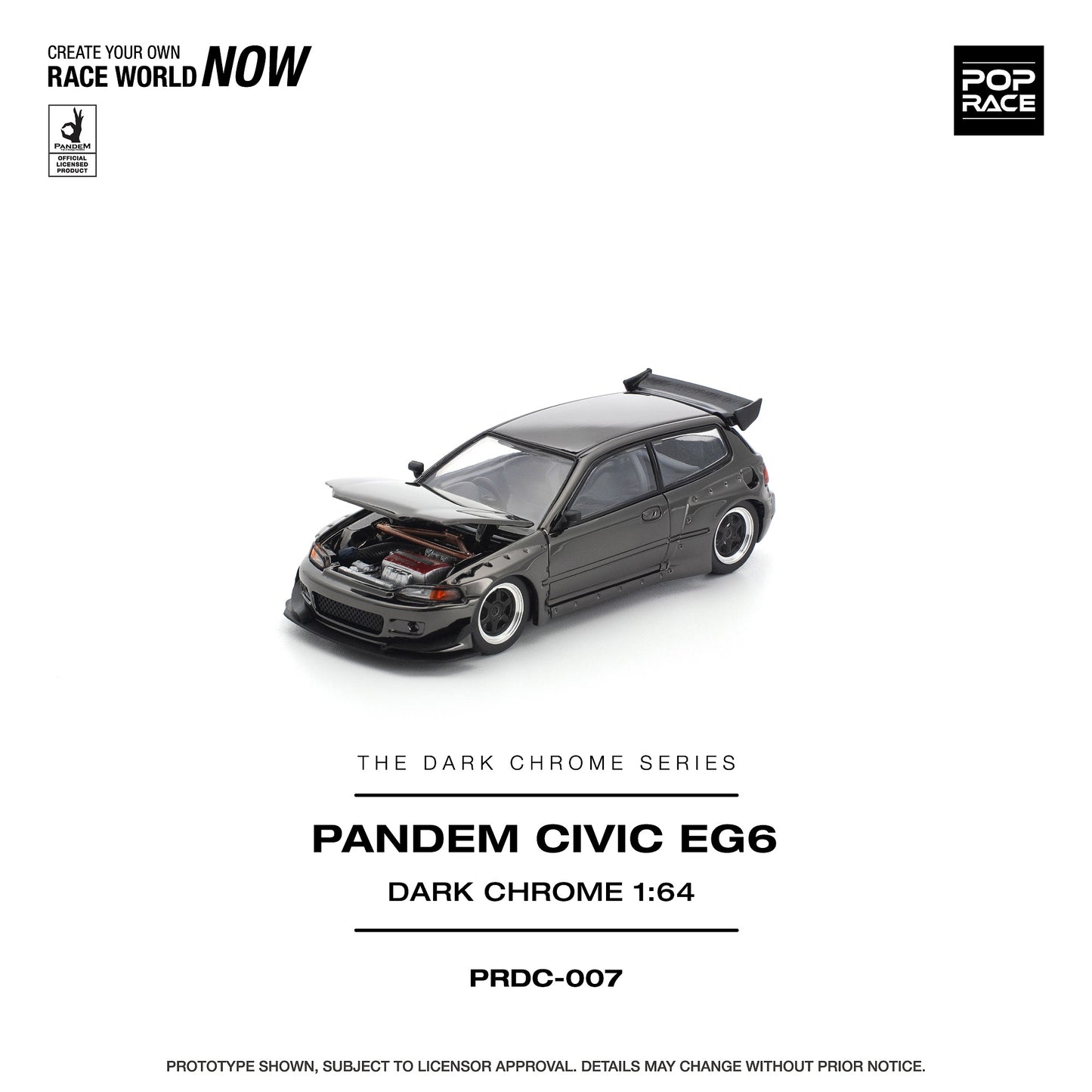 (PRE-ORDER) POPRACE 1:64 PANDEM CIVIC EG6 DARK CHROME PRDC007