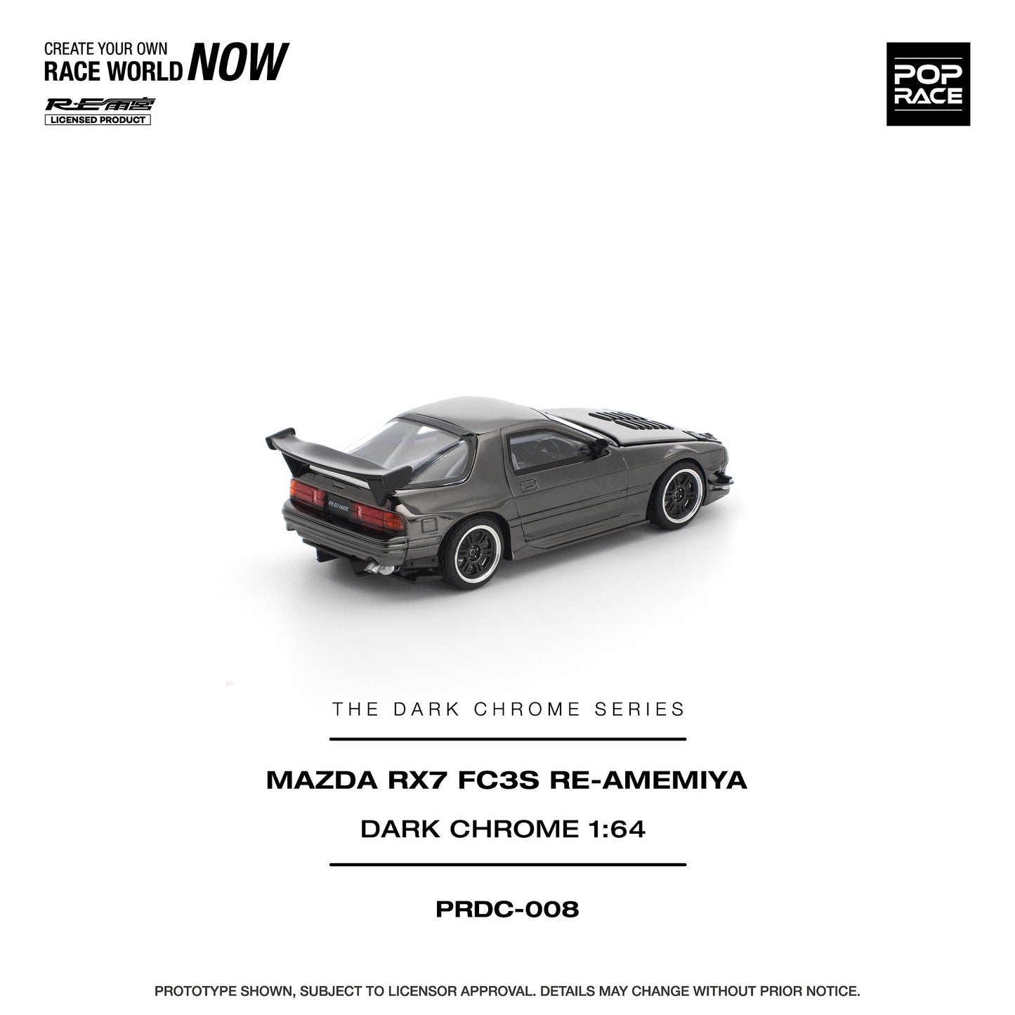 (PRE-ORDER) POPRACE 1:64 MAZDA RX7 (FC3S) RE-AMEMIYA DARK CHROME PRDC008