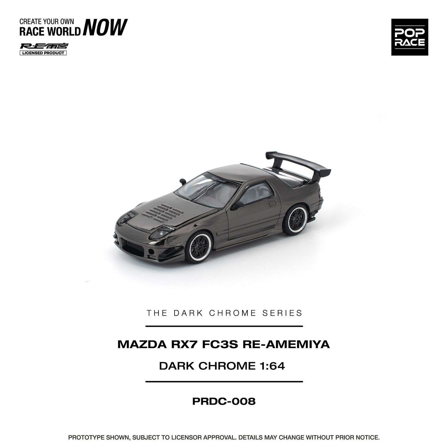 (PRE-ORDER) POPRACE 1:64 MAZDA RX7 (FC3S) RE-AMEMIYA DARK CHROME PRDC008