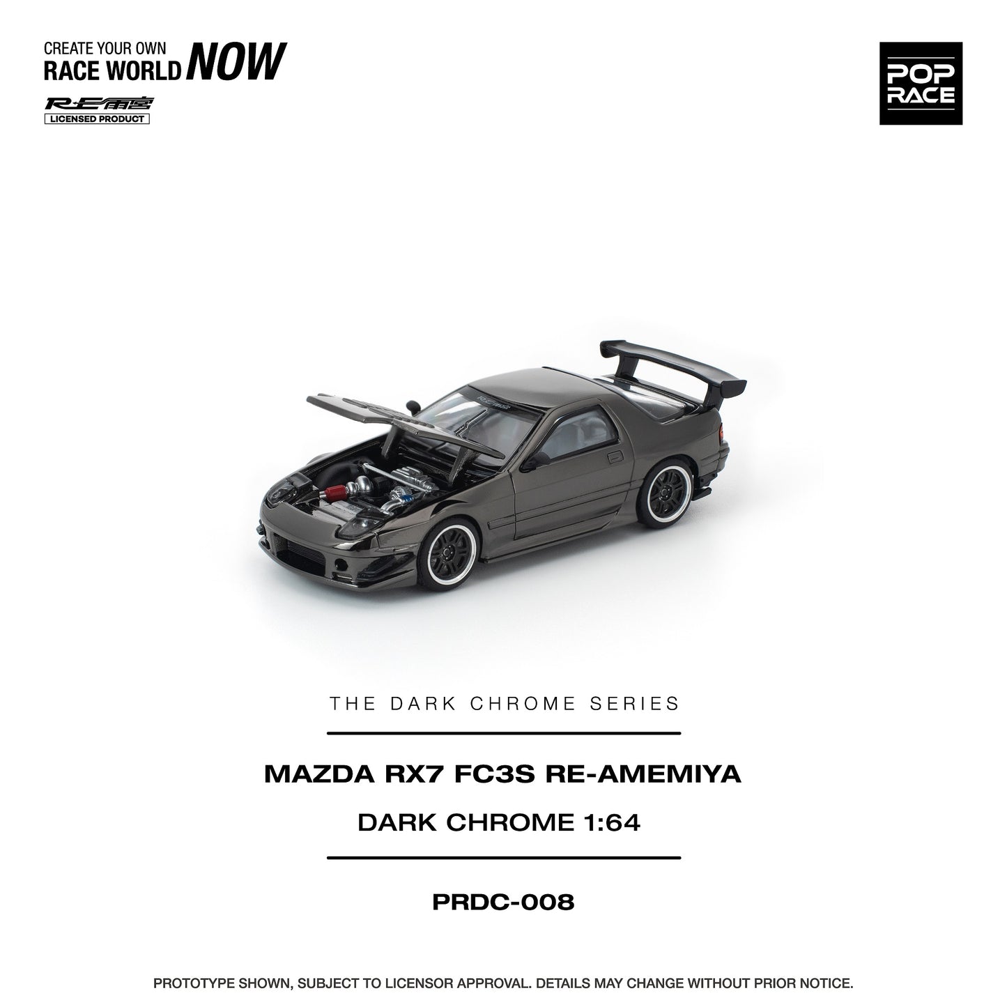 (PRE-ORDER) POPRACE 1:64 MAZDA RX7 (FC3S) RE-AMEMIYA DARK CHROME PRDC008