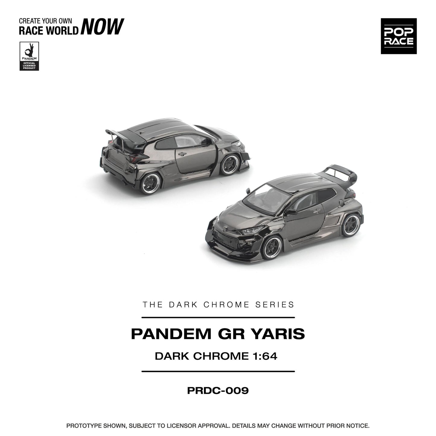 (PRE-ORDER) POPRACE 1:64 PANDEM GR YARIS DARK CHROME PRDC009
