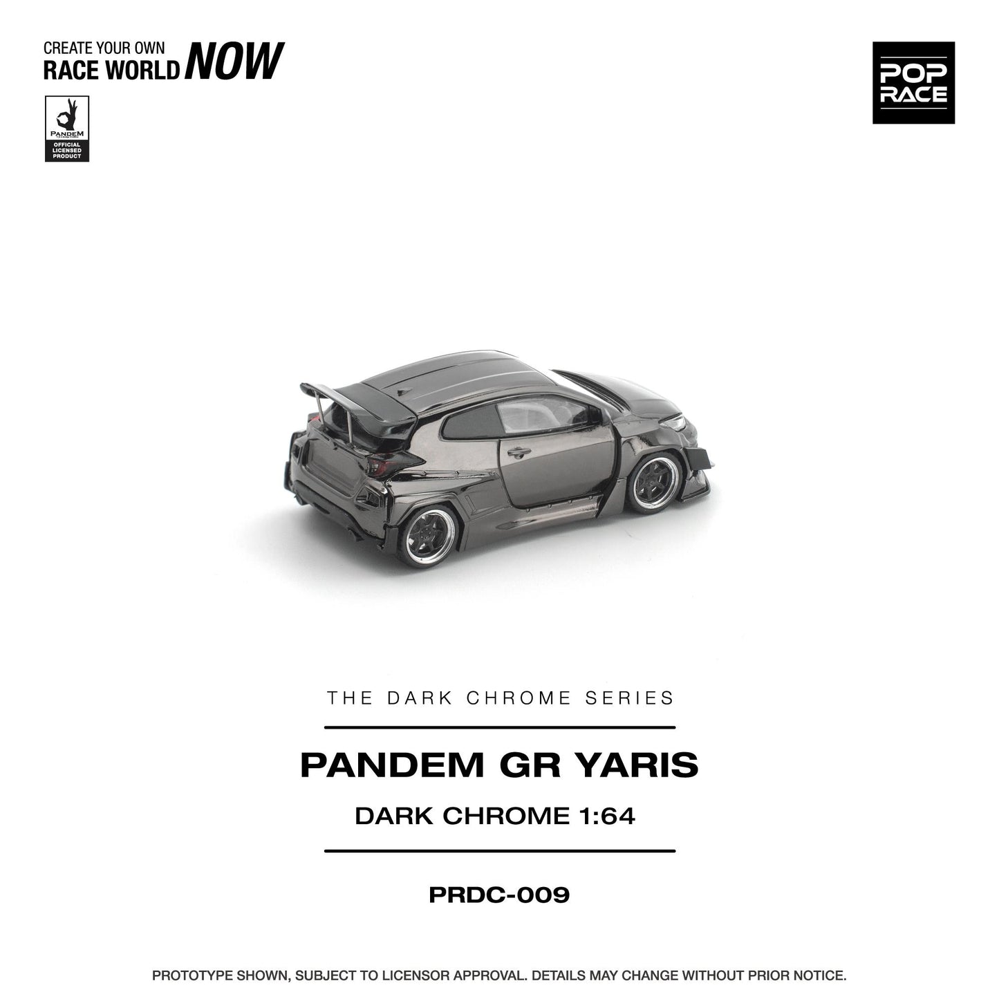 (PRE-ORDER) POPRACE 1:64 PANDEM GR YARIS DARK CHROME PRDC009