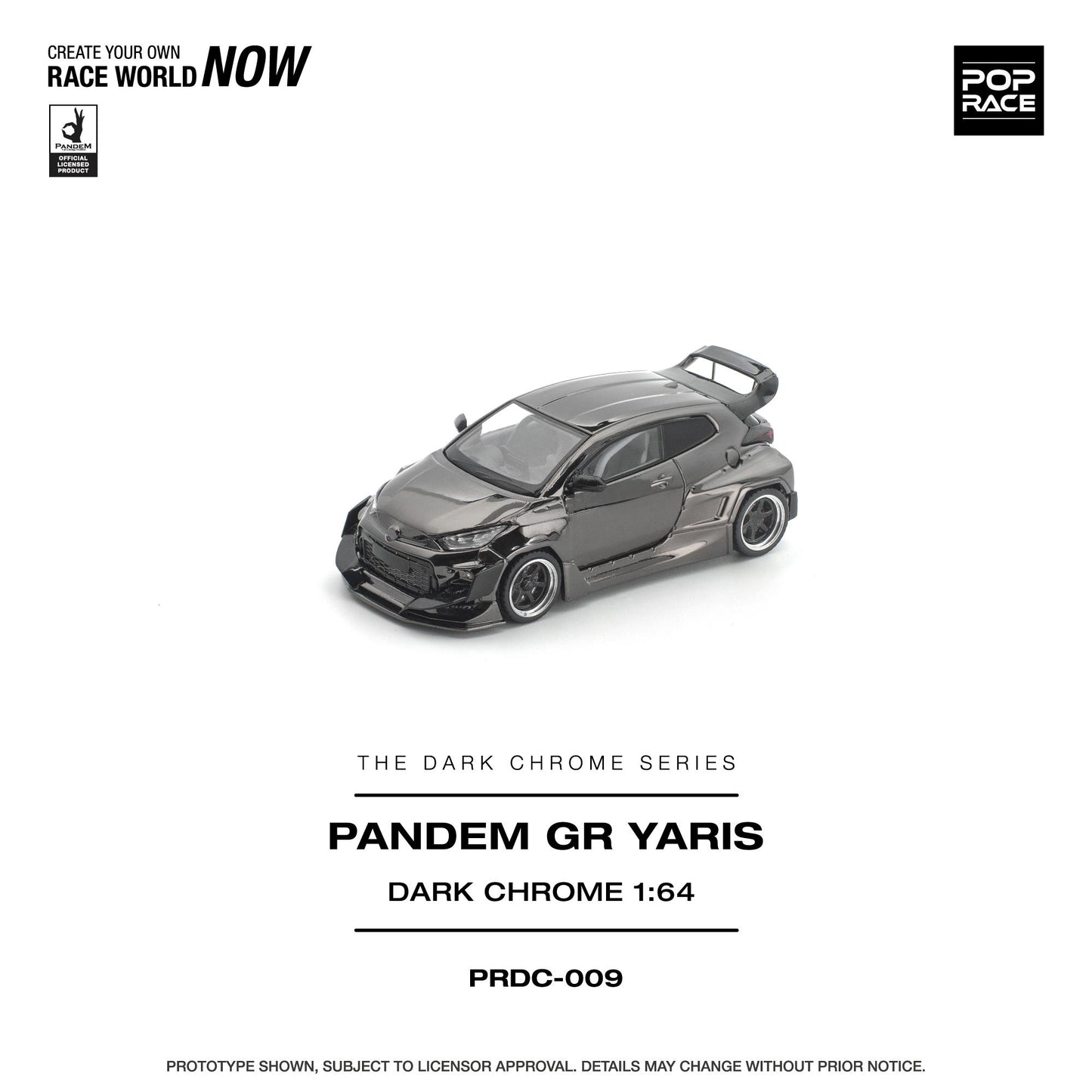 (PRE-ORDER) POPRACE 1:64 PANDEM GR YARIS DARK CHROME PRDC009