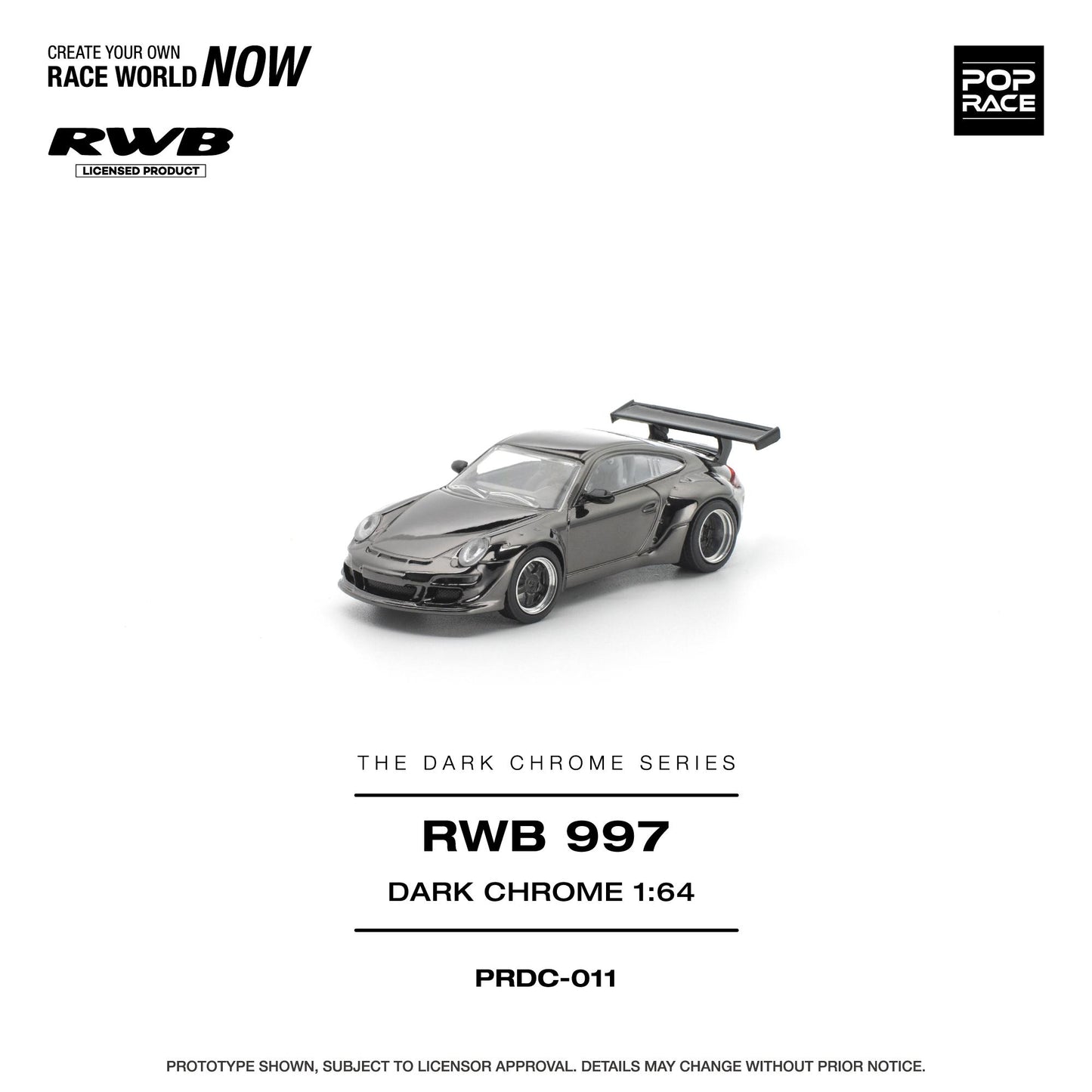 (PRE-ORDER) POPRACE 1:64 PANDEM RWB 997 DARK CHROME PRDC011