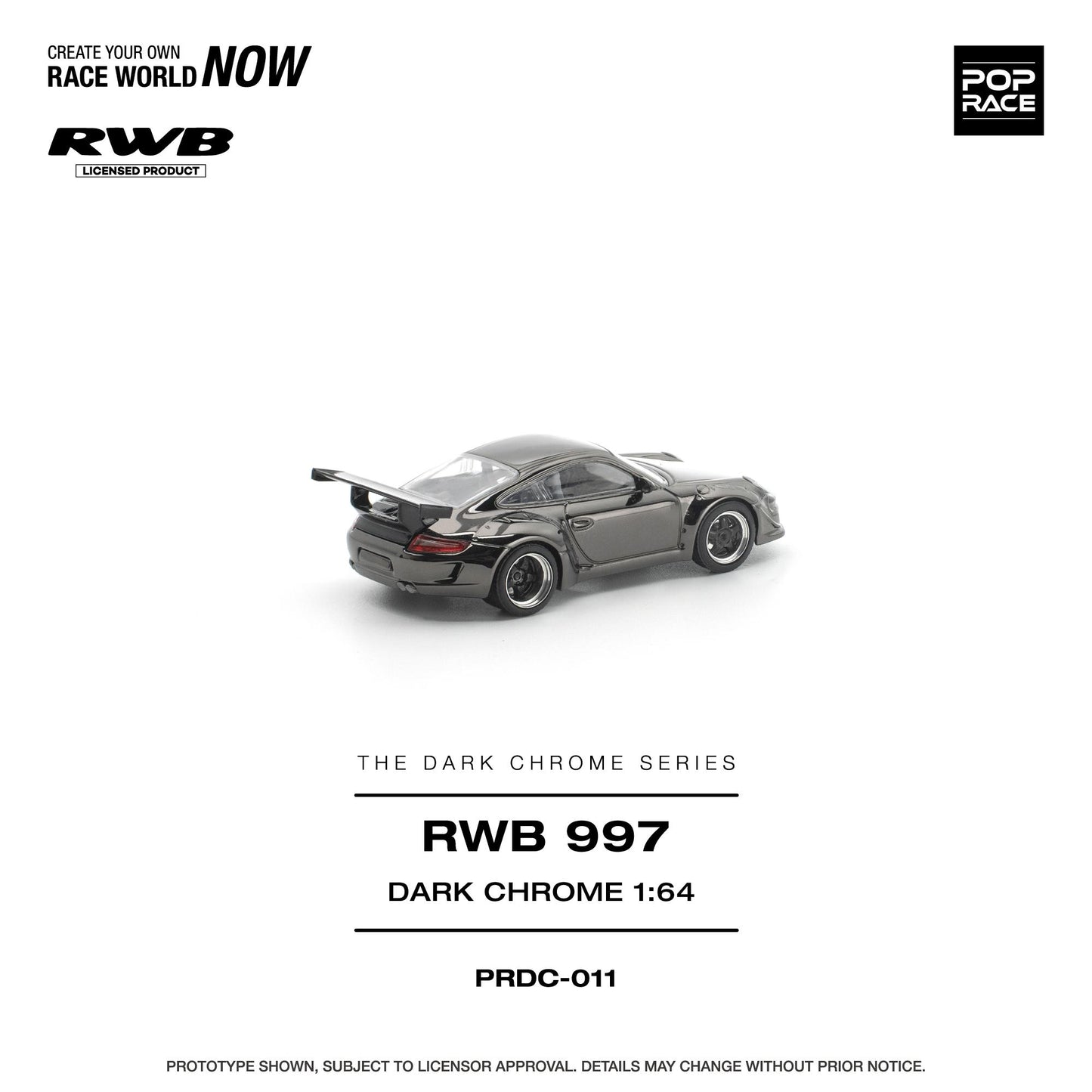 (PRE-ORDER) POPRACE 1:64 PANDEM RWB 997 DARK CHROME PRDC011