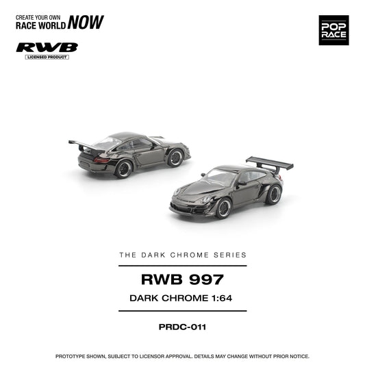 (PRE-ORDER) POPRACE 1:64 PANDEM RWB 997 DARK CHROME PRDC011
