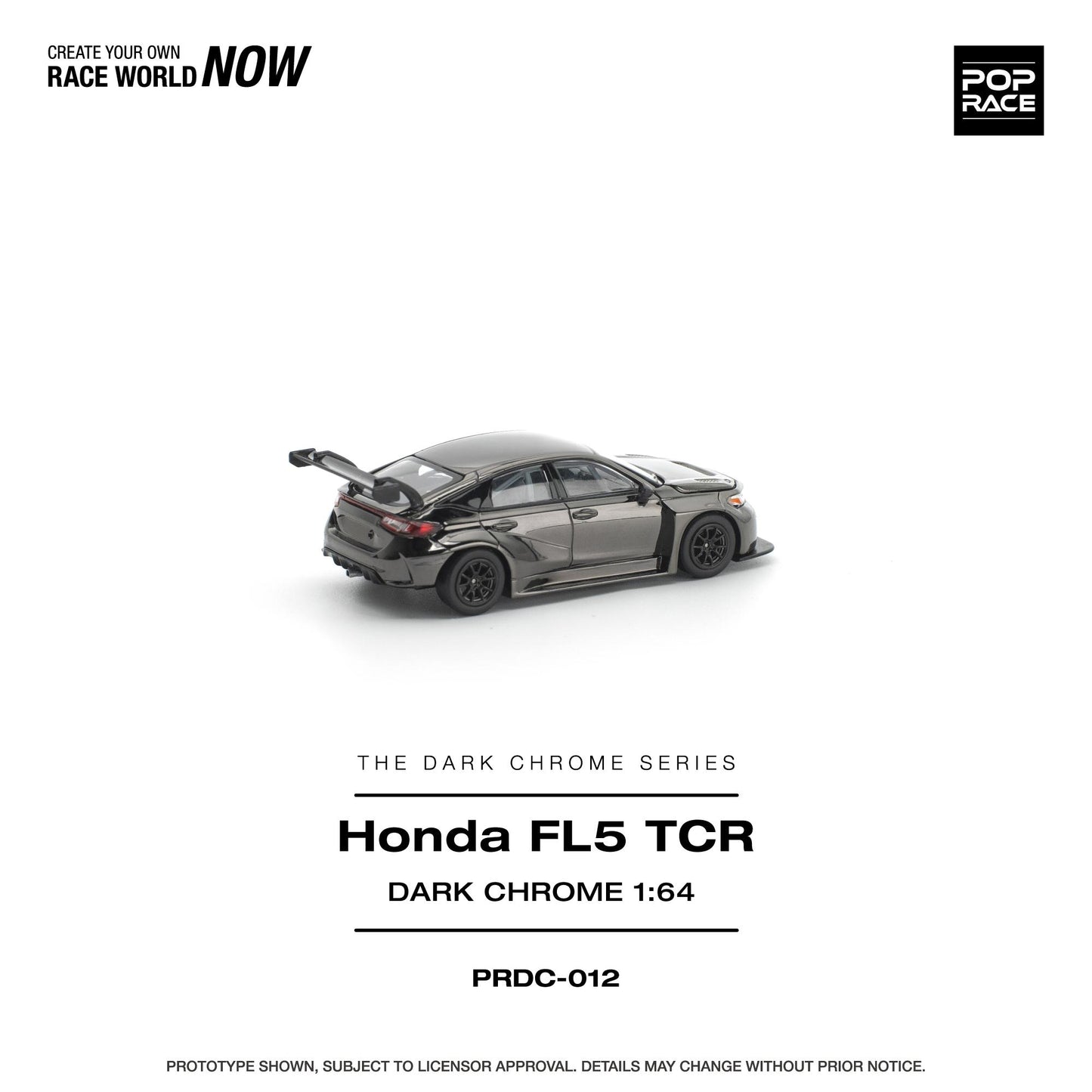 (PRE-ORDER) POPRACE 1:64 HONDA CIVIC FL5 TCR DARK CHROME PRDC012