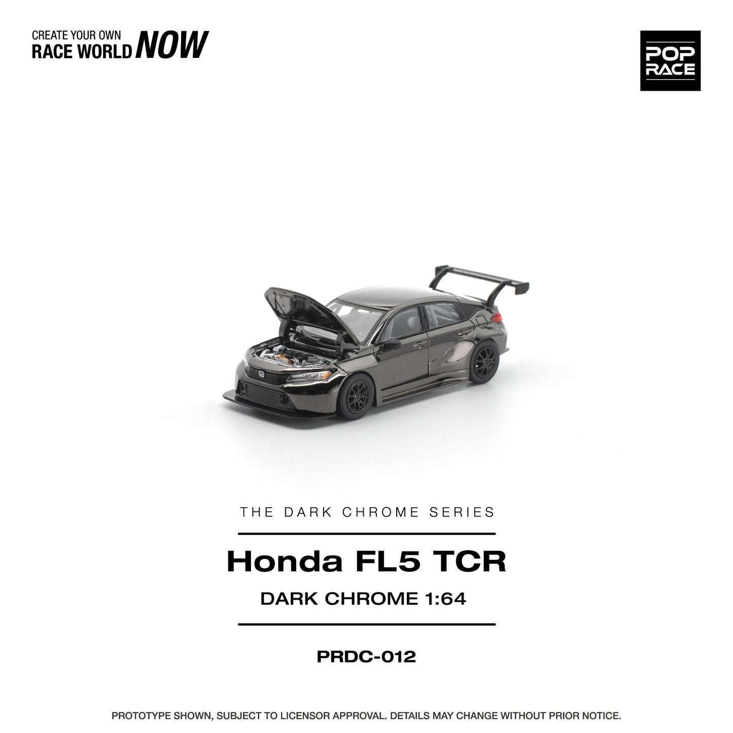 (PRE-ORDER) POPRACE 1:64 HONDA CIVIC FL5 TCR DARK CHROME PRDC012