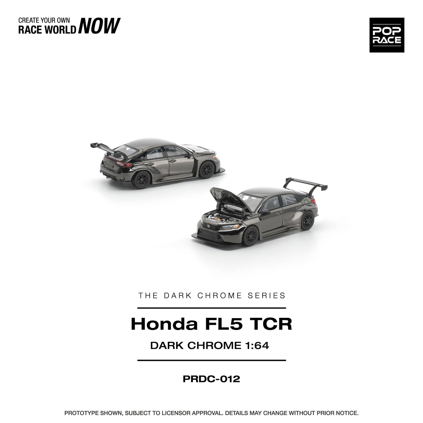 (PRE-ORDER) POPRACE 1:64 HONDA CIVIC FL5 TCR DARK CHROME PRDC012