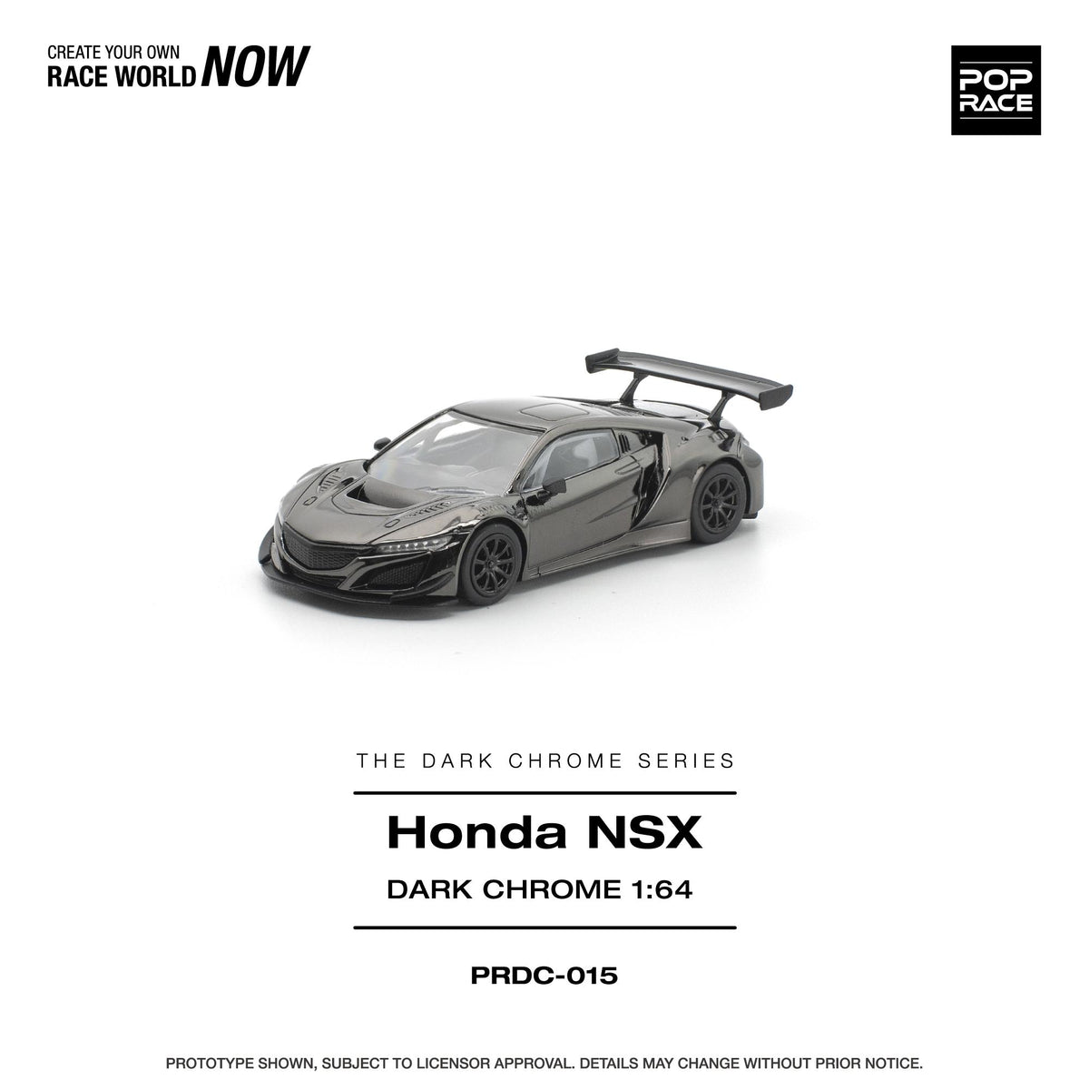 (PRE-ORDER) POPRACE 1:64 HONDA NSX GT3 EV022 - DARK CHROME PRDC015