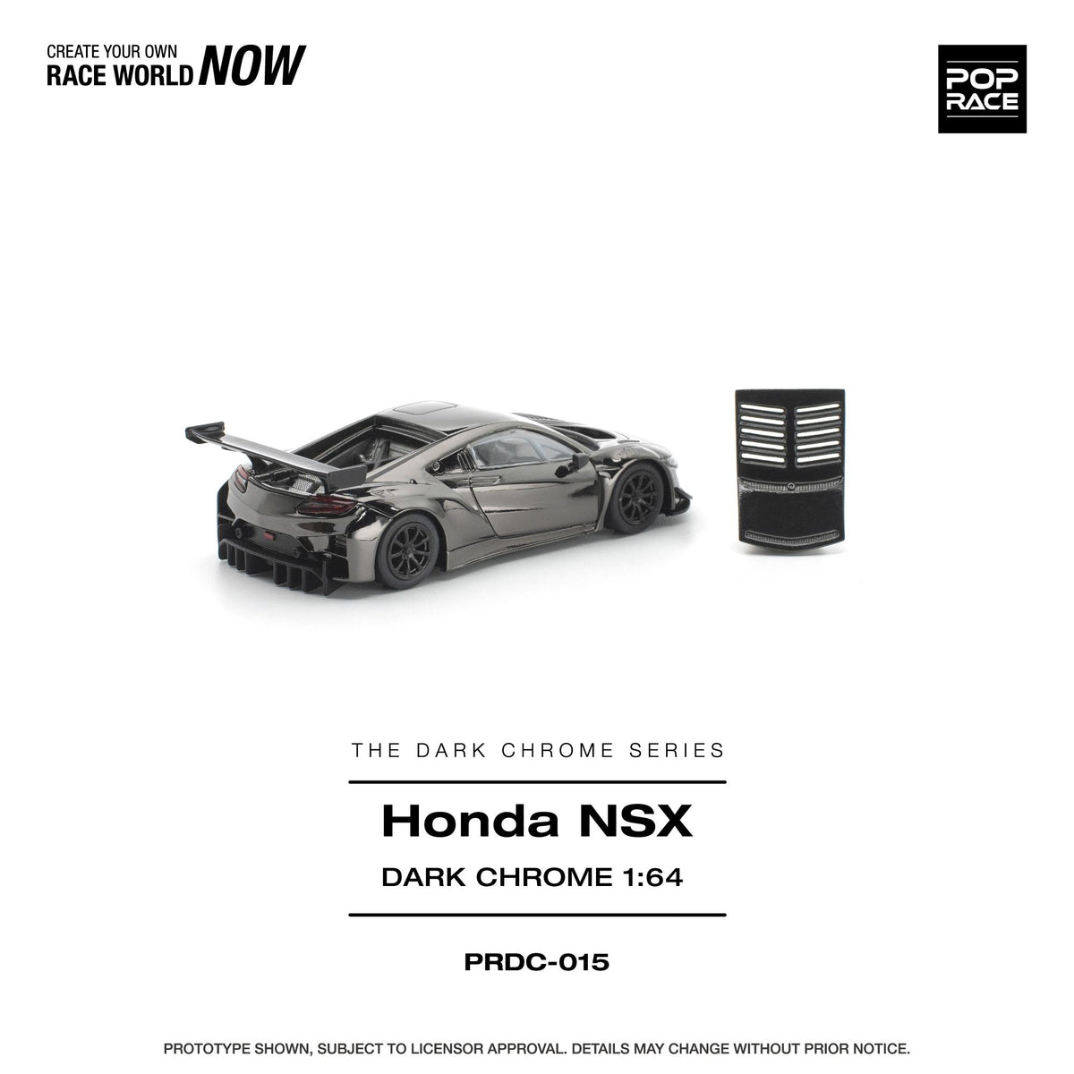 (PRE-ORDER) POPRACE 1:64 HONDA NSX GT3 EV022 - DARK CHROME PRDC015