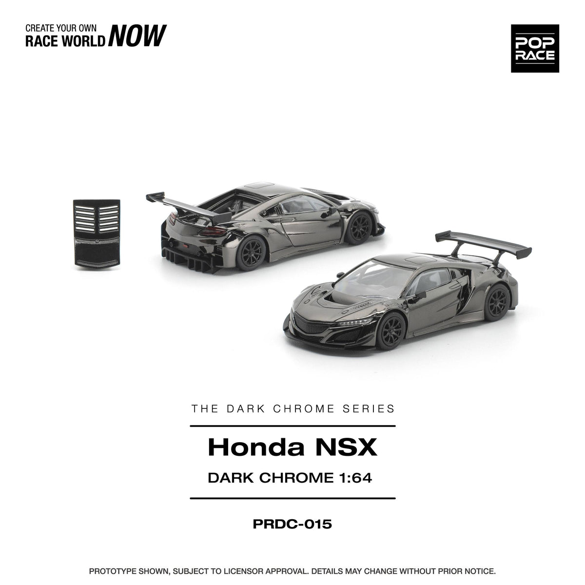 (PRE-ORDER) POPRACE 1:64 HONDA NSX GT3 EV022 - DARK CHROME PRDC015