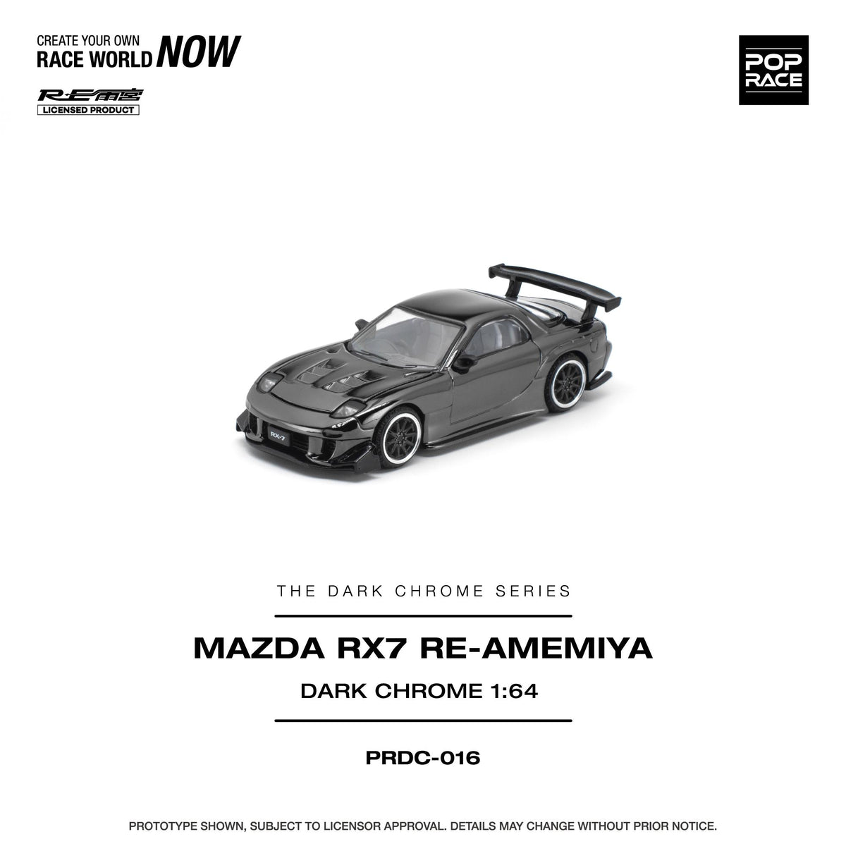 (PRE-ORDER) POPRACE 1:64 MAZDA RX-7 RE-AMEMIYA - DARK CHROME PRDC016