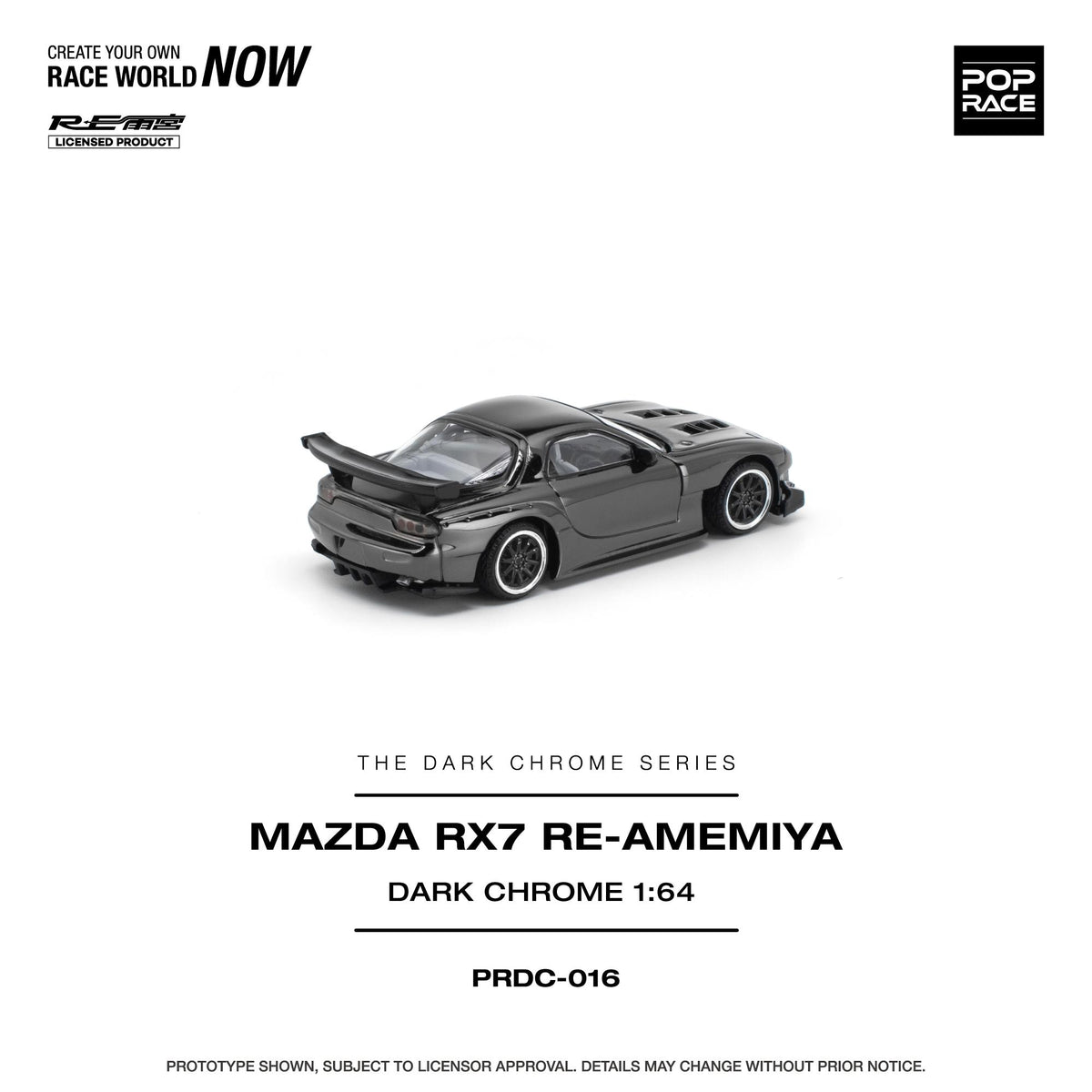 (PRE-ORDER) POPRACE 1:64 MAZDA RX-7 RE-AMEMIYA - DARK CHROME PRDC016
