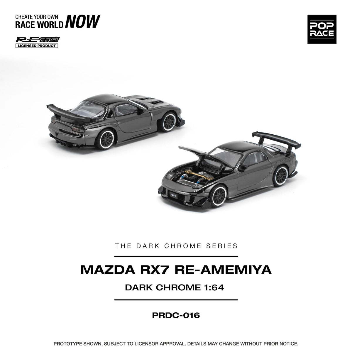 (PRE-ORDER) POPRACE 1:64 MAZDA RX-7 RE-AMEMIYA - DARK CHROME PRDC016