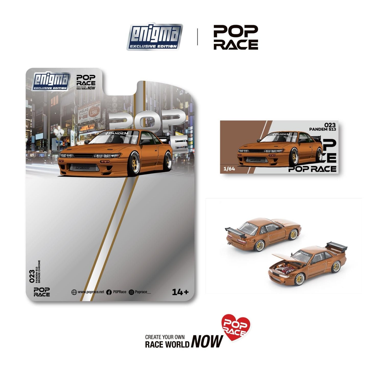 (PRE-ORDER) POPRACE 1:64 Pandem S13 Brown Chrome (enigma exclusive edition) PRE023