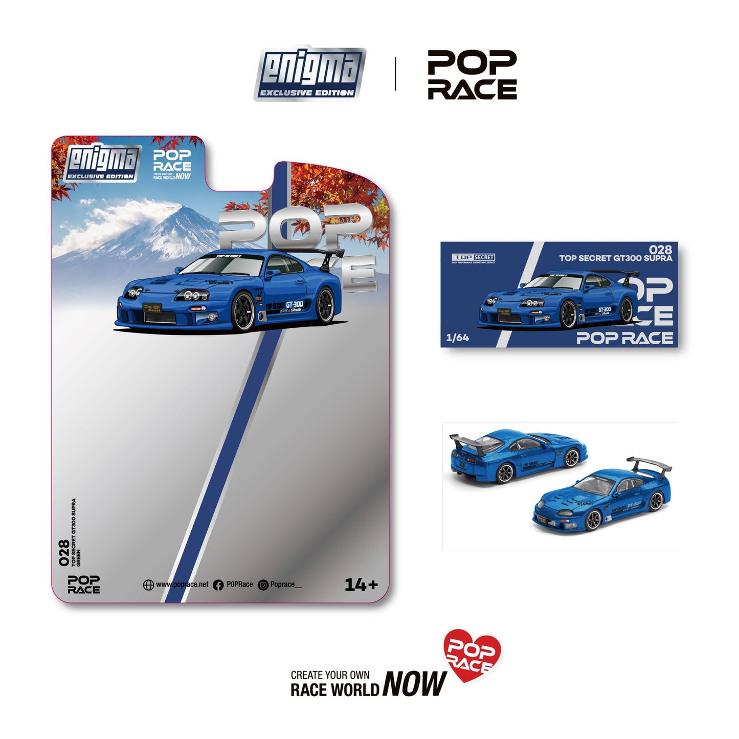 (PRE-ORDER) POPRACE 1:64 TOP SECRET SUPRA GT500 (A80) - BLUE (enigma exclusive edition) PRE028