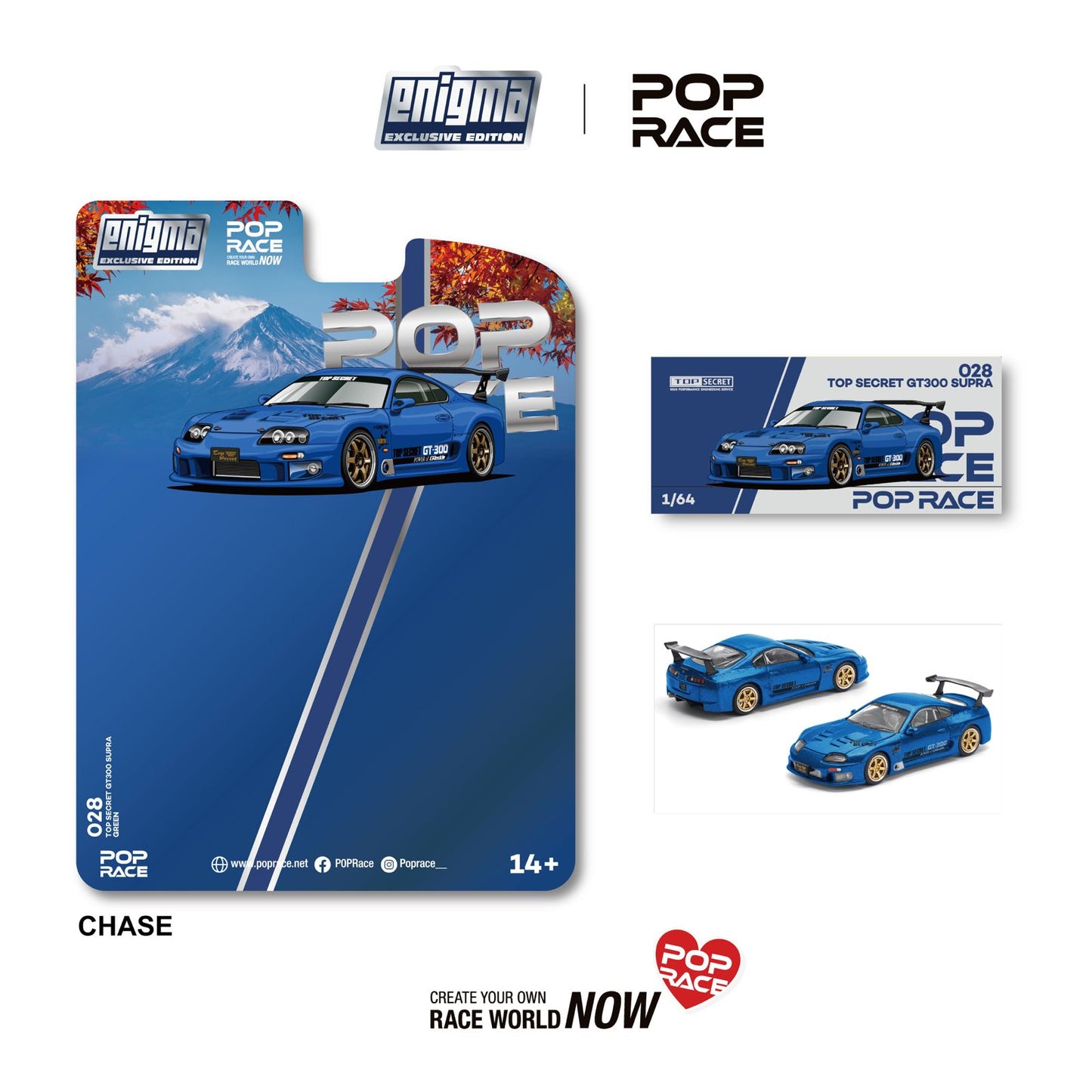 (PRE-ORDER) POPRACE 1:64 TOP SECRET SUPRA GT500 (A80) - BLUE (enigma exclusive edition) PRE028 CHASE
