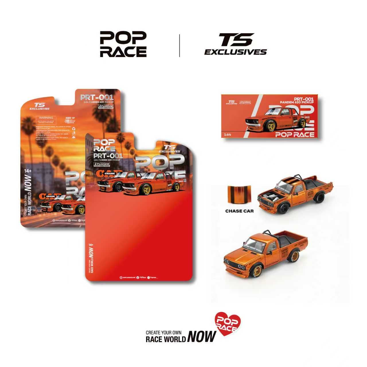 (PRE-ORDER) POPRACE x TOKYO STATION (TS) Exclusives 1:64 PANDEM 620 PICKUP – Orange Chrome PRT001