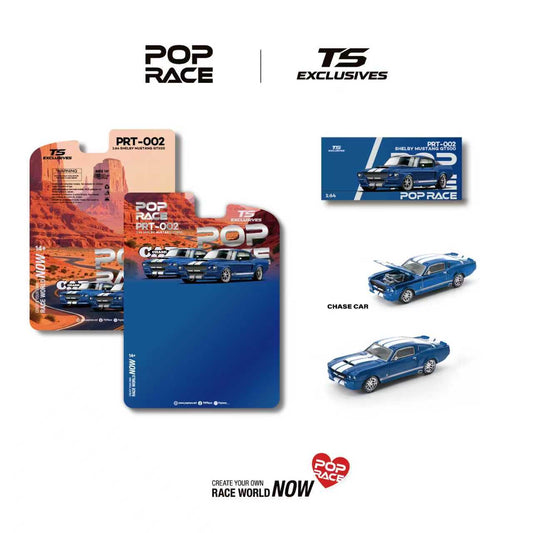(PRE-ORDER) POPRACE x TOKYO STATION (TS) Exclusives 1:64 SHELBY MUSTANG GT500 – Blue with White Stripes PRT002