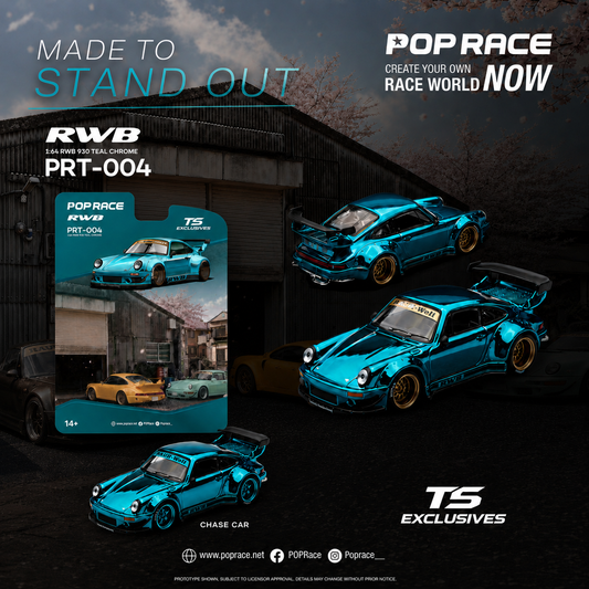 (PRE-ORDER) POPRACE x TOKYO STATION (TS) Exclusives 1:64 RWB 930 TEAL CHROME PRT004