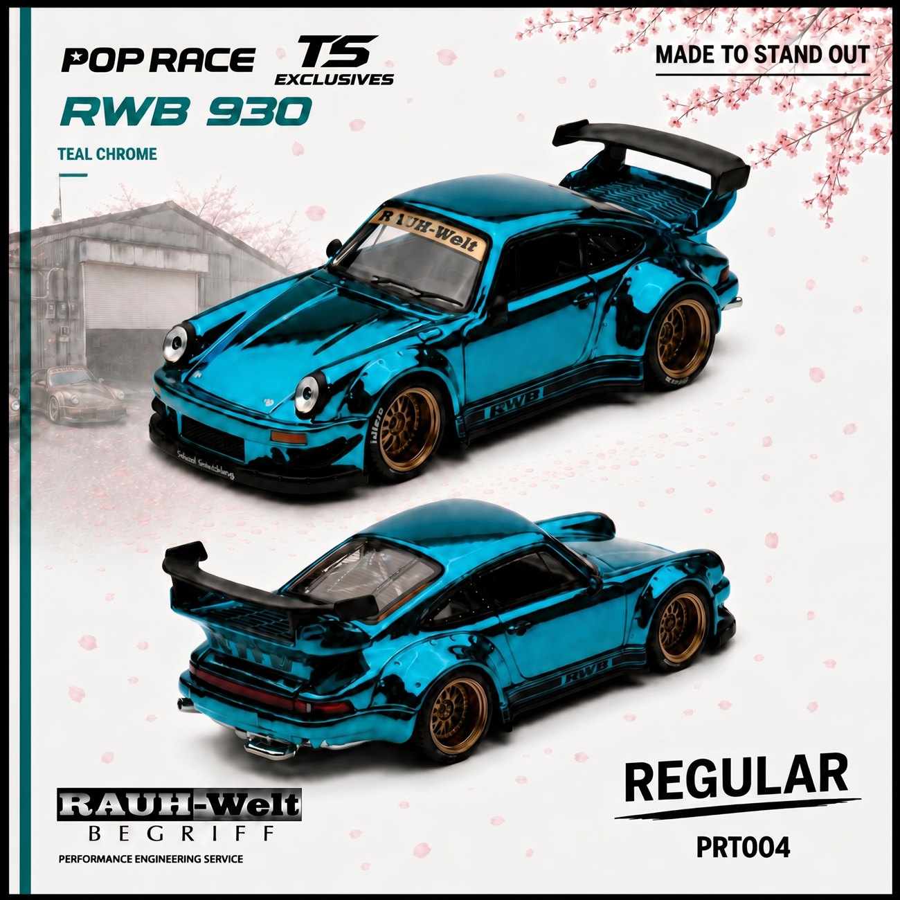 (PRE-ORDER) POPRACE x TOKYO STATION (TS) Exclusives 1:64 RWB 930 TEAL CHROME PRT004