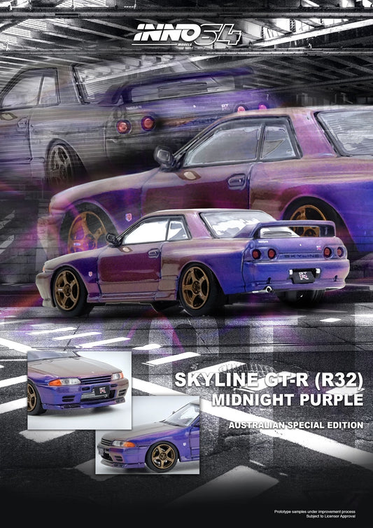 (PRE-ORDER) INNO64 1:64 SKYLINE GT-R (R32) Midnight Purple Australia Special Edition