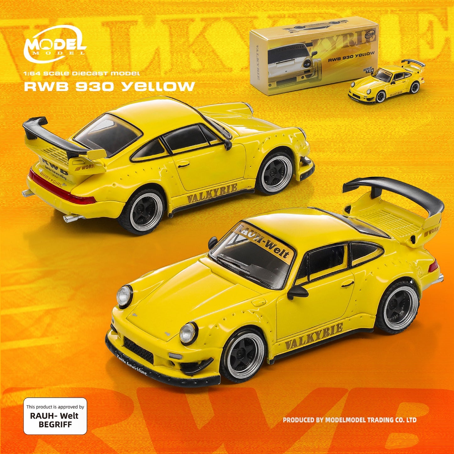 (PRE-ORDER) MODELMODEL 1:64 RWB 930 Valkyrie Yellow (Paper Box) MM64-RWB930-005