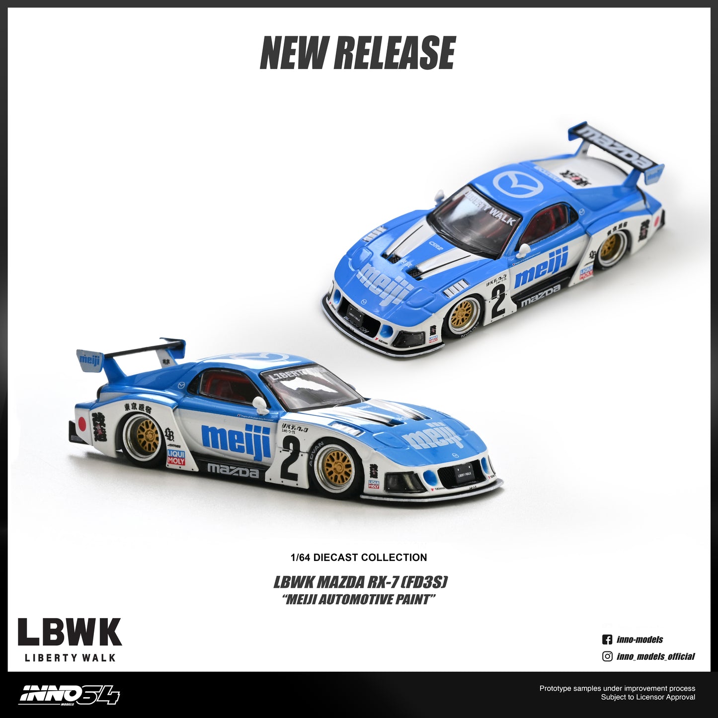 (PRE-ORDER) INNO64 1:64 MAZDA RX7 (FD3S) LB-SUPER SILHOUETTE "MEIJI"  IN64-LBWKRX7-10