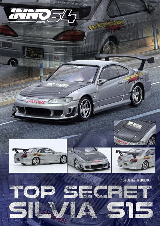 (PRE-ORDER) INNO64 1:64 TOP SECRET SILVIA (S15) Silver IN64-S15TS-SIL