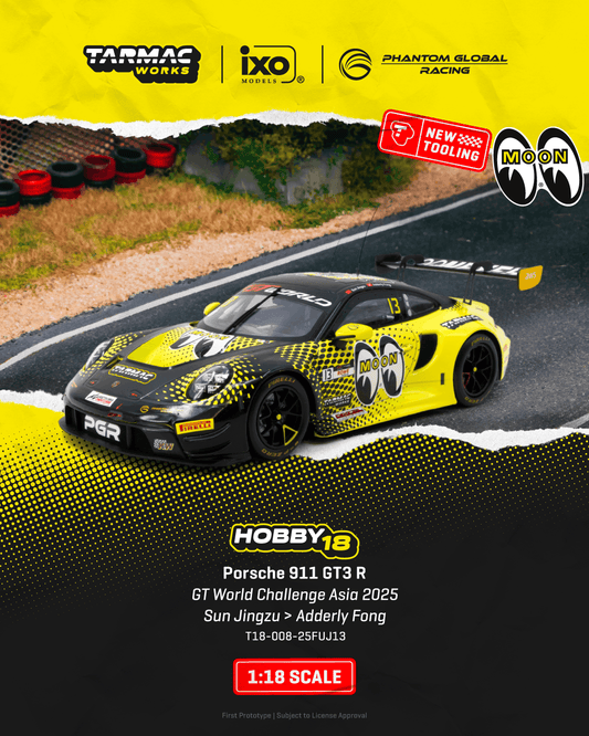 (PRE-ORDER) HOBBY18 1:18 Porsche 911 GT3 R GT World Challenge Asia 2025 Phantom Global Racing Sun Jingzu / Adderly Fong T18-008-25FUJ13