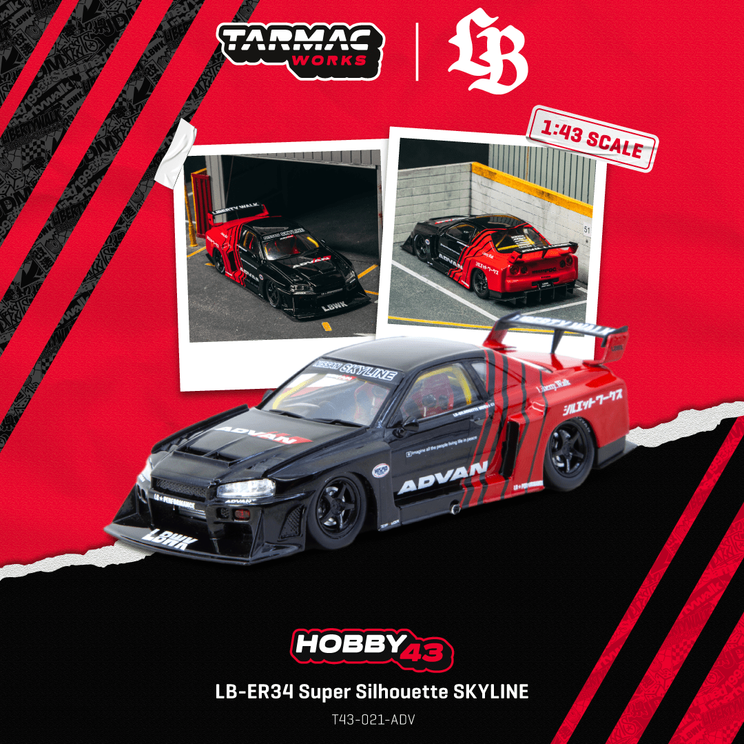(PRE-ORDER) TARMAC WORKS HOBBY43 1:43 LB-ER34 Super Silhouette SKYLINE ADVAN T43-021-ADV
