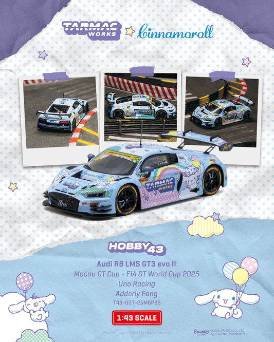 (PRE-ORDER) Tarmac Works HOBBY43 1:43 Audi R8 LMS GT3 evo II Macau GT Cup - FIA GT World Cup 2025 Uno Racing Adderly Fong T43-027-25MGP36