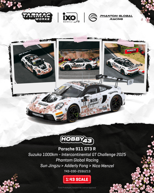 (PRE-ORDER) TARMAC WORKS 1:43 Porsche 911 GT3 R Suzuka 1000km - Intercontinental GT Challenge 2025 Phantom Global Racing Sun Jingzu / Adderly Fong / Nico Menzel T43-030-25SUZ13