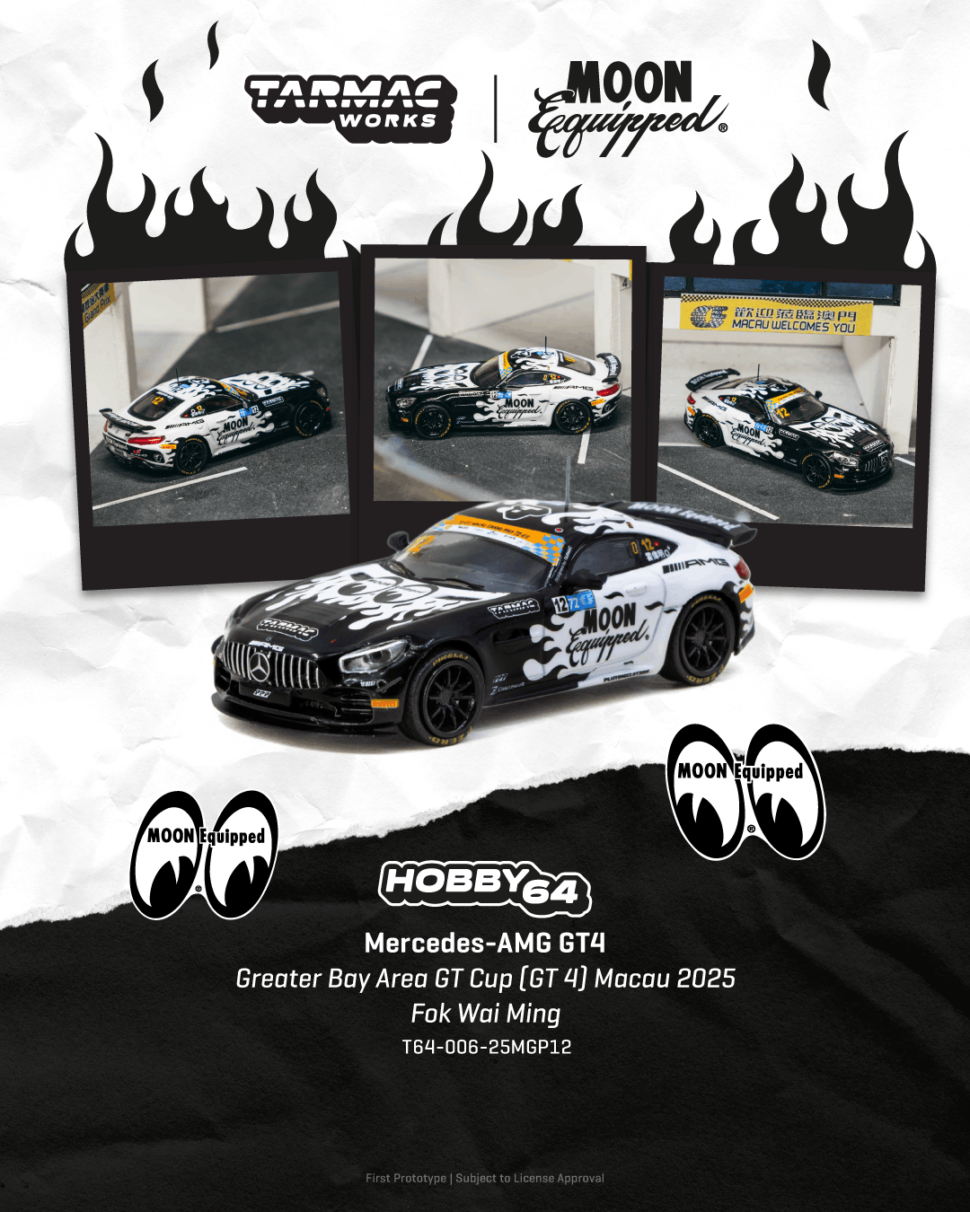 (PRE-ORDER) Tarmac Works HOBBY64 1:64 Mercedes-AMG GT4 Greater Bay Area GT Cup (GT 4) Macau 2025 FOK Wai Ming T64-006-25MGP12