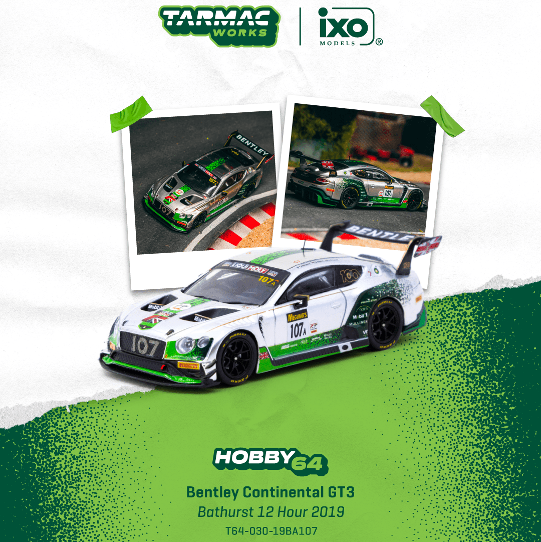 (PRE-ORDER) TARMAC WORKS HOBBY64 1:64 Bentley Continental GT3 Bathurst 12 Hour 2019 J. Gounon / S. Kane / J. Pepper T64-030-19BA107