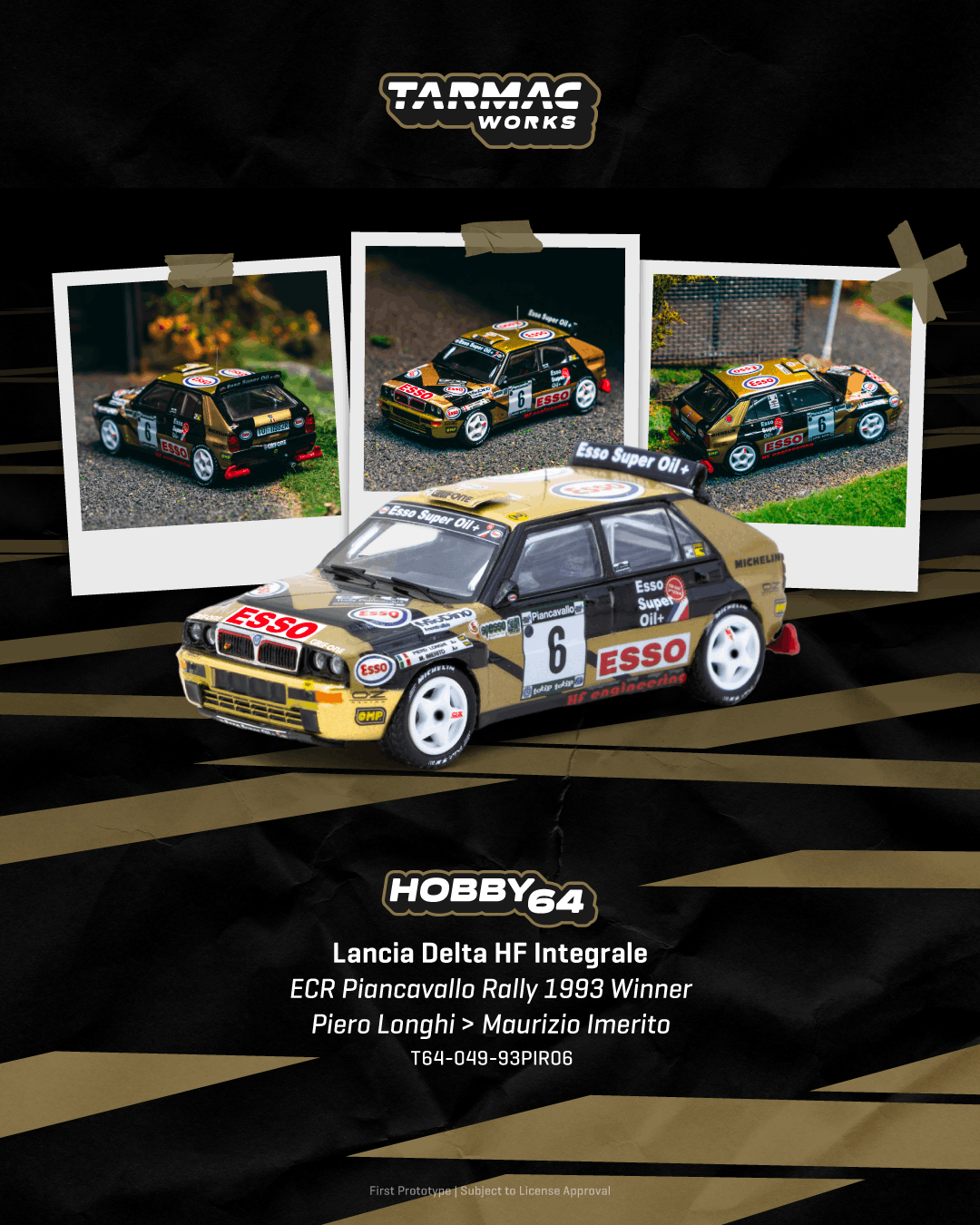 (PRE-ORDER) HOBBY64 1:64 Lancia Delta HF Integrale ECR Piancavallo Rally 1993 Winner Piero Longhi / Maurizio Imerito T64-049-93PIR06