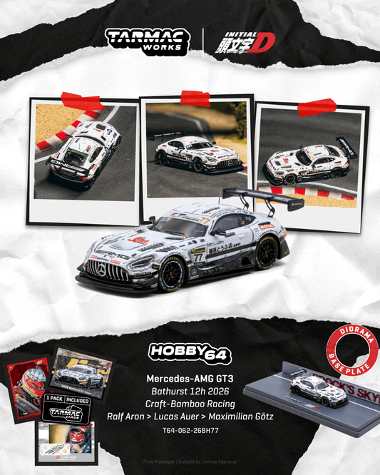 (PRE-ORDER) Tarmac Works HOBBY64 1:64 Mercedes-AMG GT3 Bathurst 12h 2026 Craft-Bamboo Racing Model Car + Trading Cards Combo Set (Display Case) T64-062-26BH77