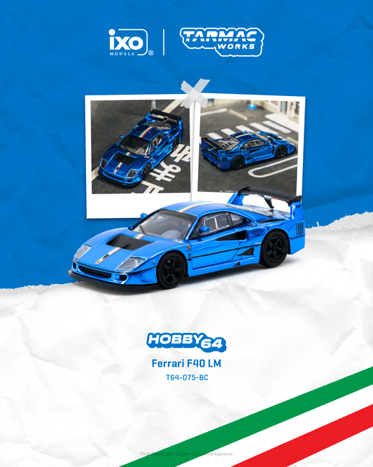 (PRE-ORDER) TARMAC HOBBY64 1:64 Ferrari F40 LM Chrome Blue T64-075-BC