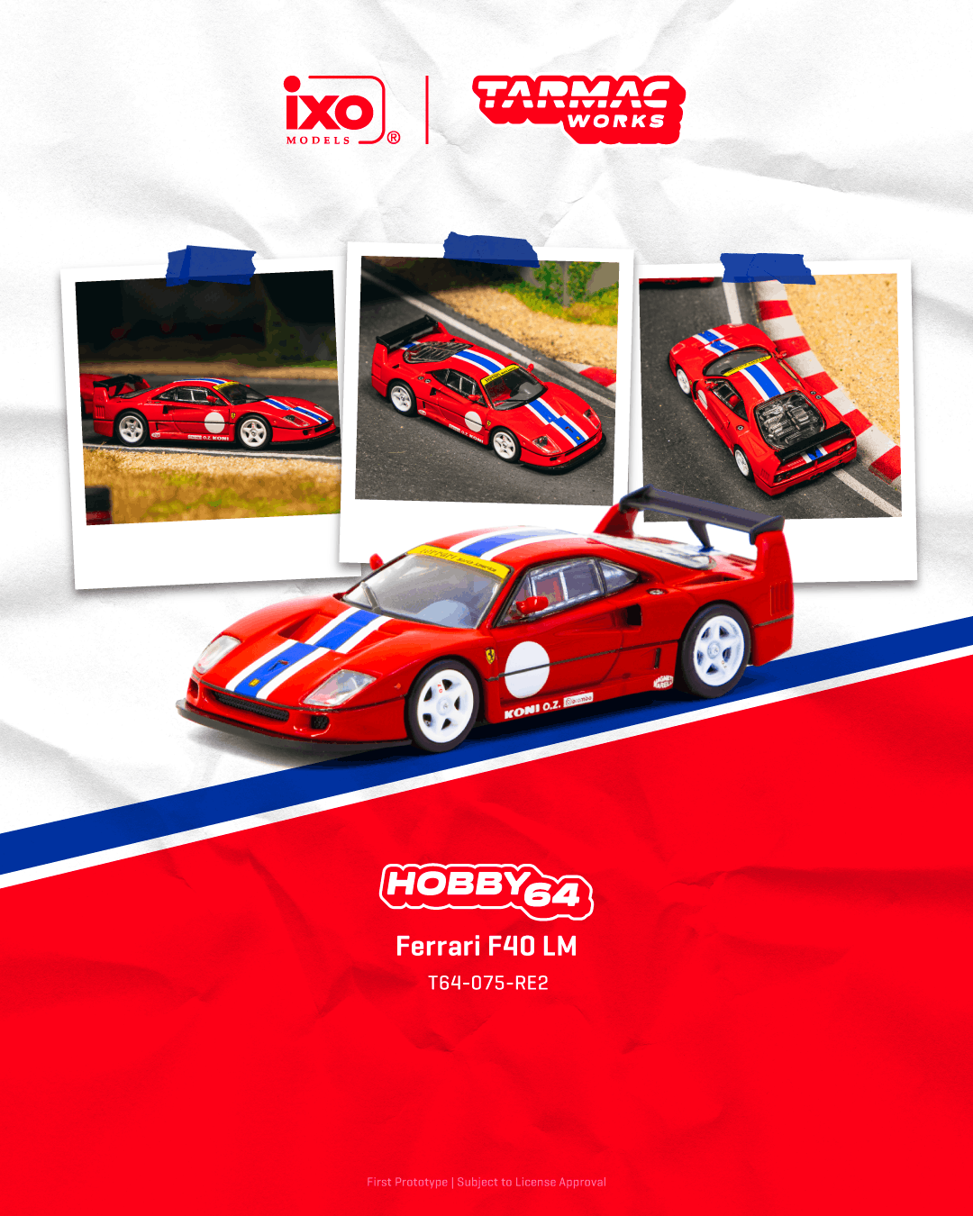 (PRE-ORDER) HOBBY64 1:64 Ferrari F40 LM Red T64-075-RE2