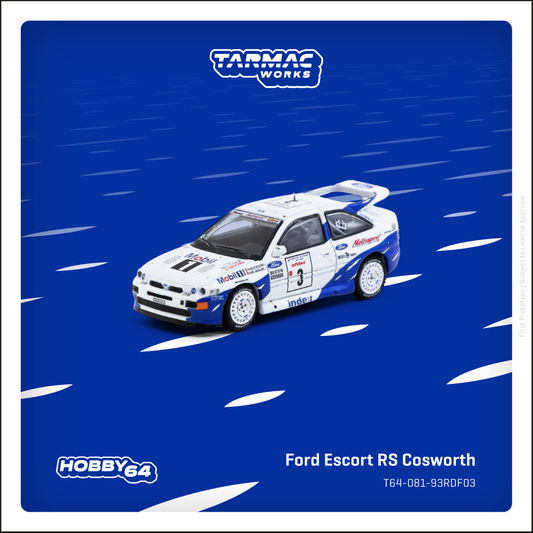 (PRE-ORDER) TARMAC WORKS HOBBY64 1:64 Ford Escort RS Cosworth Tour de Corse - Rallye de France 1993 Winner François Delecour / Daniel Grataloup T64-081-93RDF03