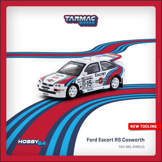 (PRE-ORDER) TARMAC WORKS HOBBY64 1:64 Ford Escort RS Cosworth WRC Rallye Sanremo 1994 Malcolm Wilson / Bryan Thomas T64-081-94RS15