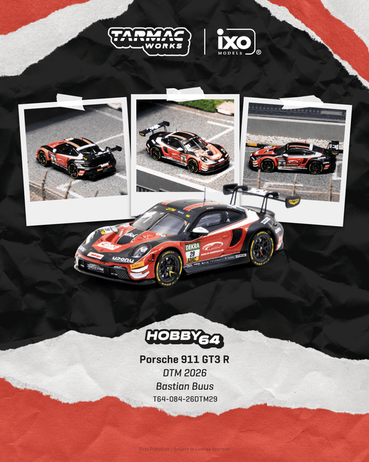 (PRE-ORDER) Tarmac Works HOBBY64 1:64 Porsche 911 GT3 R DTM 2026 Bastian Buus (Display Case) T64-084-26DTM29