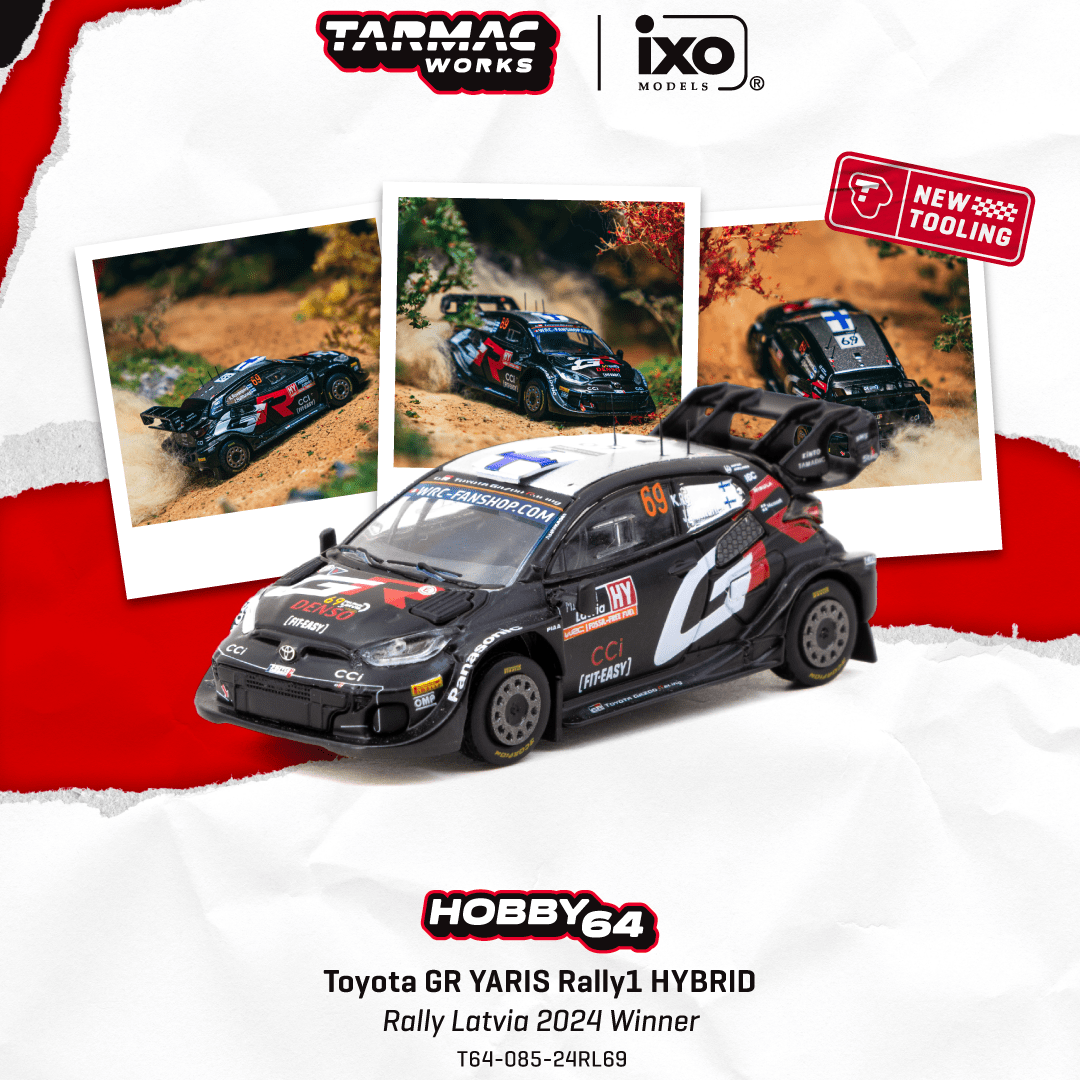 (PRE-ORDER) TARMAC WORKS HOBBY64 1:64 Toyota GR YARIS Rally1 HYBRID Rally Latvia 2024 Winner Kalle Rovanperä / Jonne Halttunen T64-085-24RL69