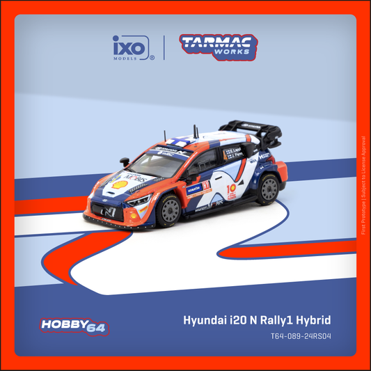 (PRE-ORDER) TARMAC WORKS HOBBY64 1:64 Hyundai i20 N Rally1 Hybrid Rally Sweden 2024 Winner Esapekka Lappi / Janne Ferm T64-089-24RS04