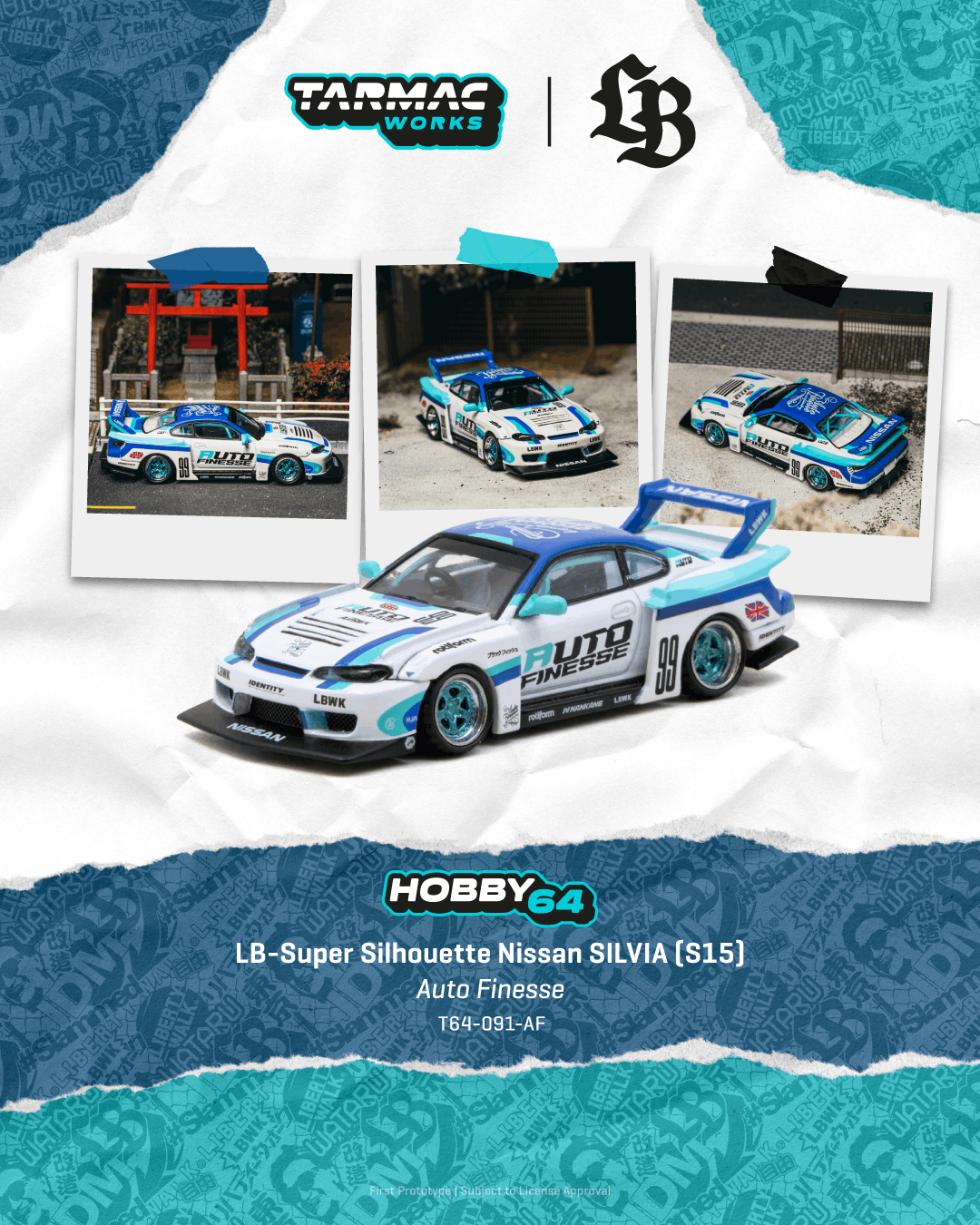 (PRE-ORDER) TARMAC WORKS 1:64 LB-Super Silhouette Nissan SILVIA (S15) Auto Finesse T64-091-AF
