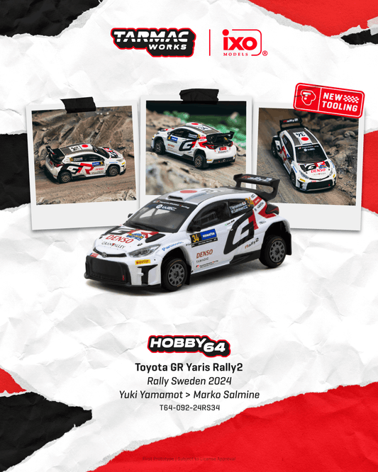 (PRE-ORDER) Tarmac Works HOBBY64 1:64 Toyota GR Yaris Rally2 Rally Sweden 2024 Yuki Yamamoto / Marko Salminen T64-092-24RS34